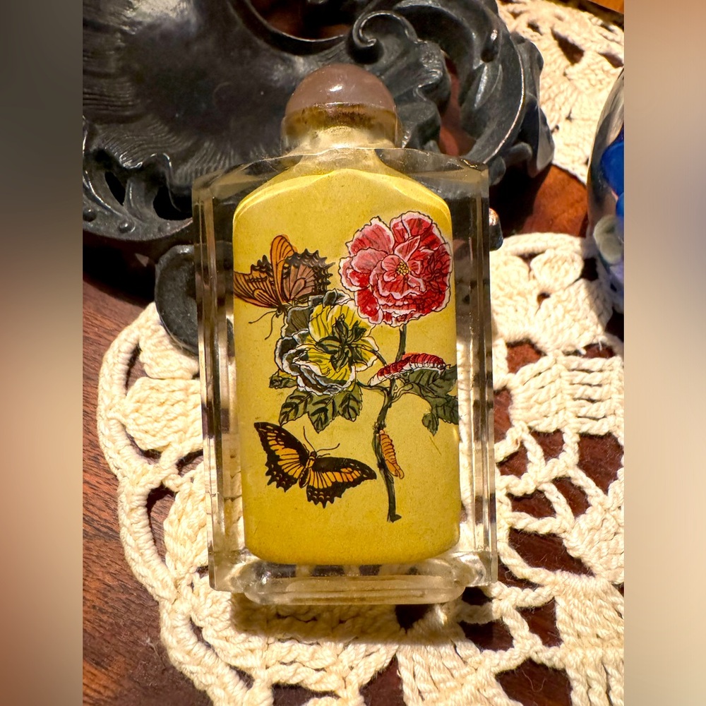 VINTAGE perfume bottle each side uniquely painted